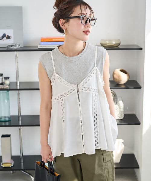 蕾絲 layering 吊帶背心
